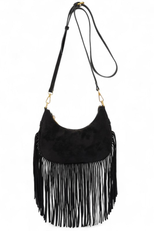 Boho Fringe Crossbody Bag – Faux Suede Festival Handbag