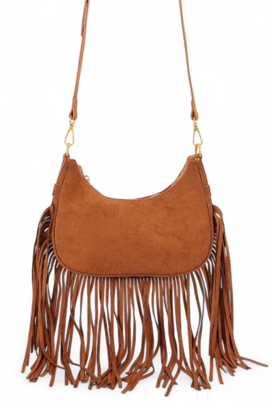Boho Fringe Crossbody Bag – Faux Suede Festival Handbag