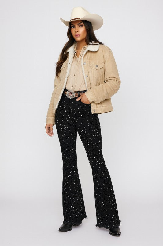 GJG Denim | Vegas Glam Rhinestone Bell Bottom Jeans – Black