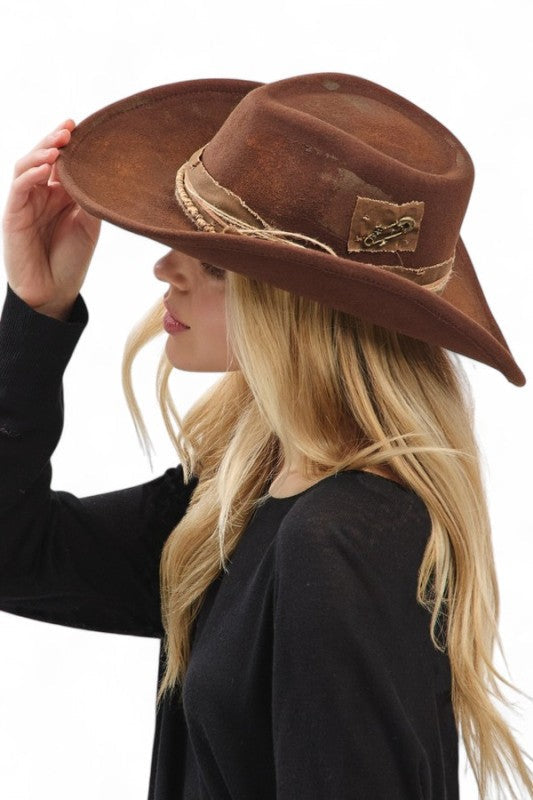 Distress Vintage Shapable Fedora Cowboy Hat