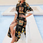 Baha Ranch Vintage Cowboy Collage Western Long Sleeve Dress Duster