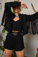 Jade by Jane Studded Fringe Faux Suede Jacket