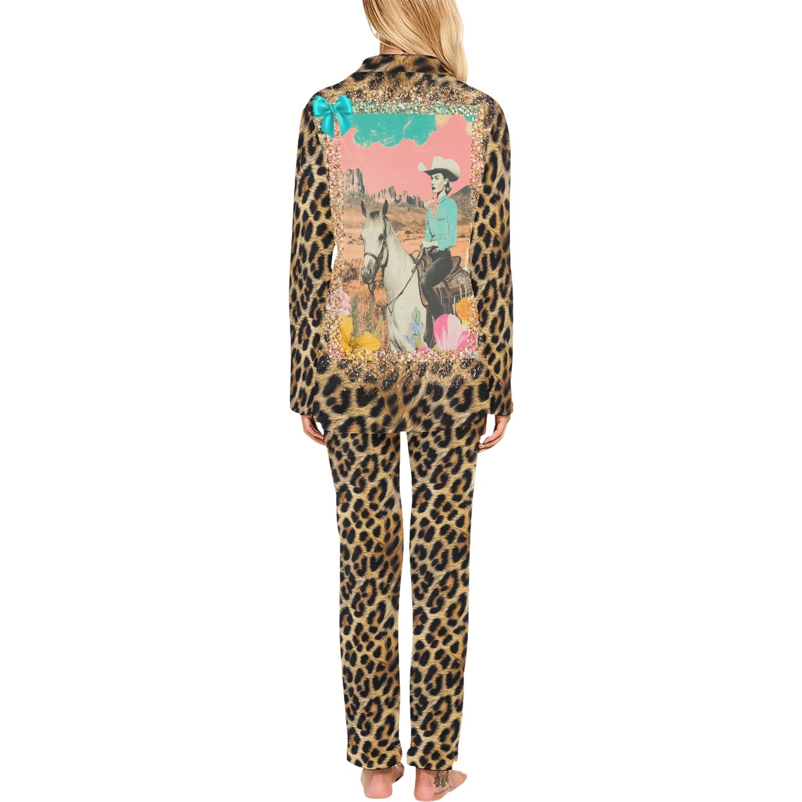 Baha Ranch Retro Pop Western Leopard Pajamas Set