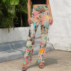 Baha Ranch Retro Pop Western Collage Flare Pants