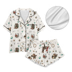 Baha Ranch Boots and Brands Western Cowgirl Cowboy Satin Short Pajama Sets