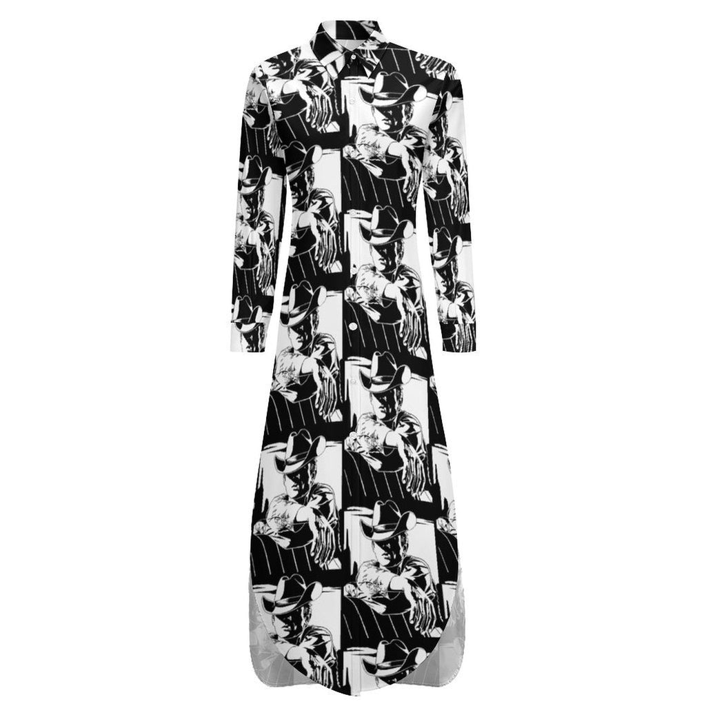 Baha Ranch Black White Cowboy Western Duster Dress