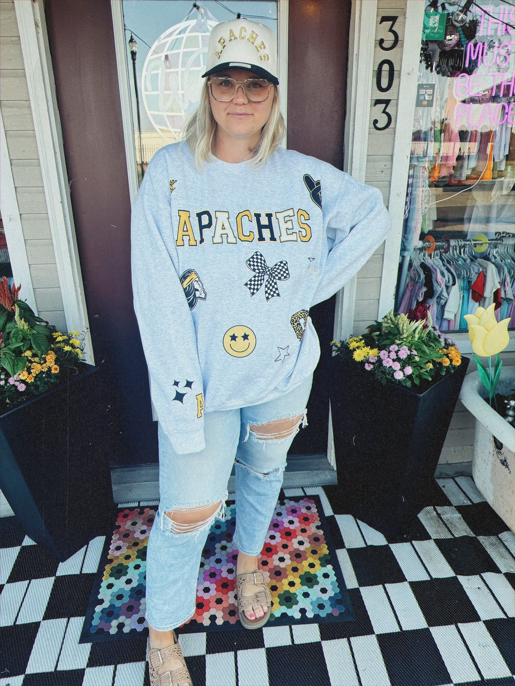 Custom Faux Patched Sweatshirt