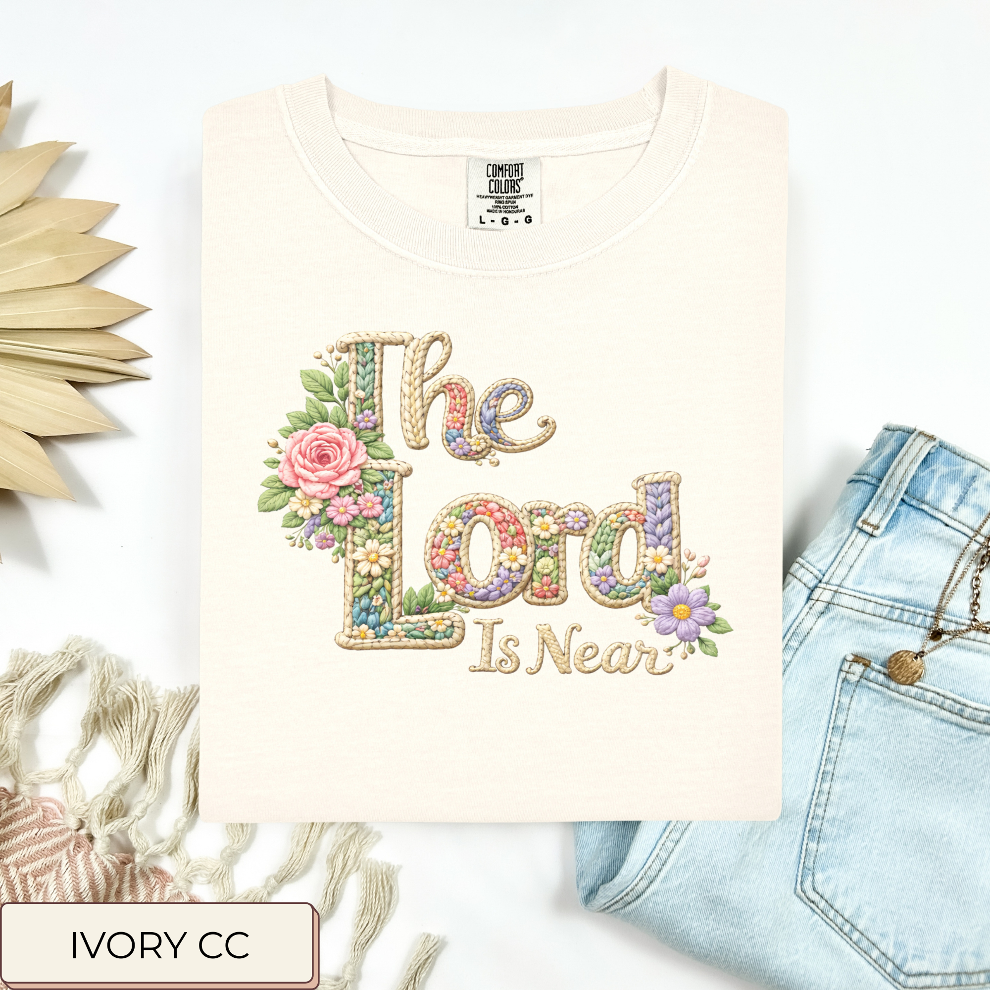 Floral Crochet The Lord Is Near Tee.