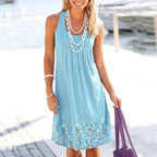 Coastal Cowgirl Boho Dress – Sleeveless Summer Dress with Floral Detail