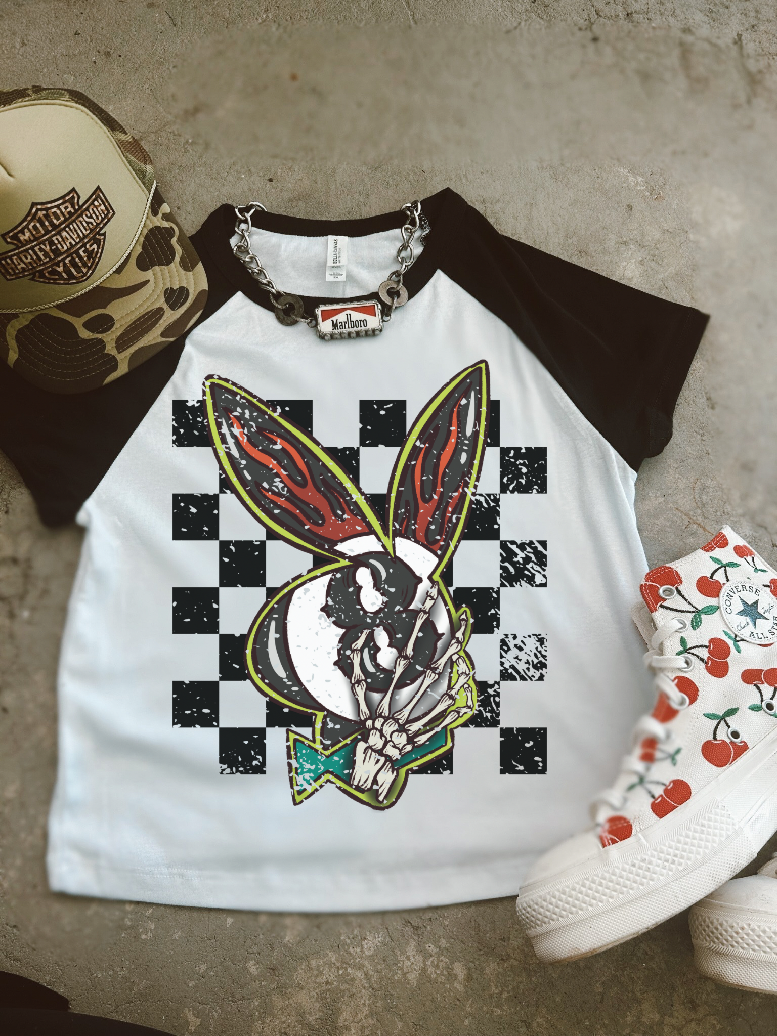 Grunge Bunny Rib Raglan Baby Tee