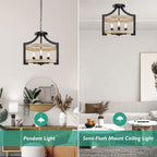 3-Light Rustic Farmhouse Pendant Light