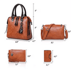 Vintage Leather 4-Piece Messenger Bag Set | Luxury Leather Tote, Clutch & Wallet Set