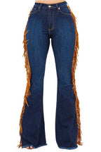 GJG Denim Fringe Bell Bottom in Dark Wash- 30 Inseam