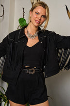 Jade by Jane Studded Fringe Faux Suede Jacket