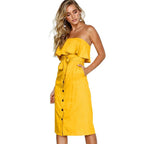 Summer Sun Strapless Button-Down Dress
