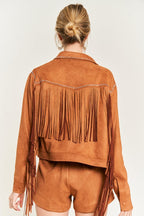 Jade by Jane Studded Fringe Faux Suede Jacket