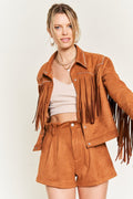 Jade by Jane Studded Fringe Faux Suede Jacket