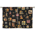Vintage Cowboy Collage Western Curtains 28" x 40" Made in America