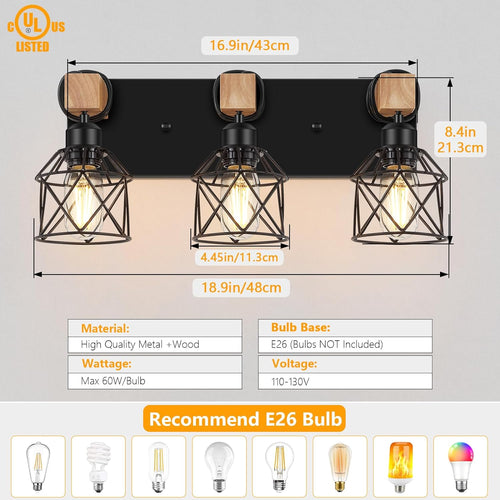 3-Light Farmhouse Vanity Light