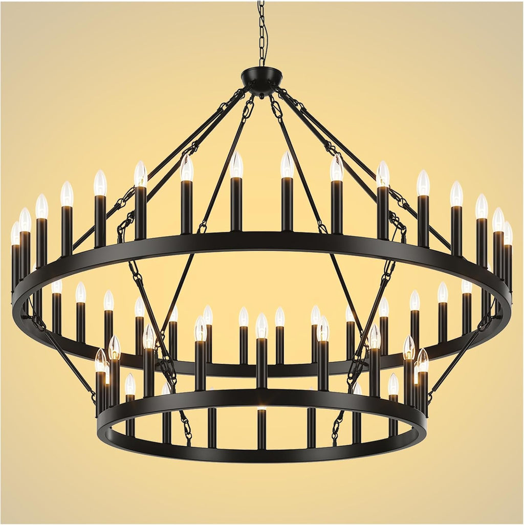2 Tier Farmhouse Wagon Wheel Chandelier