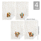 Set of 4 Minimalistic Western Highland Cow Cattle Brands Kitchen Towels Made in America