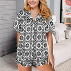 Baha Ranch Talavera Tile Mexican Print Southwest Satin Pajamas