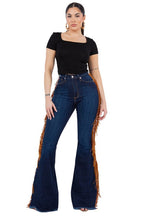 GJG Denim Fringe Bell Bottom in Dark Wash- 30 Inseam