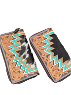 Retro Range Wallet | Tooled Leather and Cowhide Zipper Wallet
