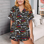 Baha Ranch Viva Las Vegas Western Satin Ruffle Pajama Set