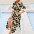 Baha Ranch Vintage Cowboy Collage Western Shirt Dress Duster