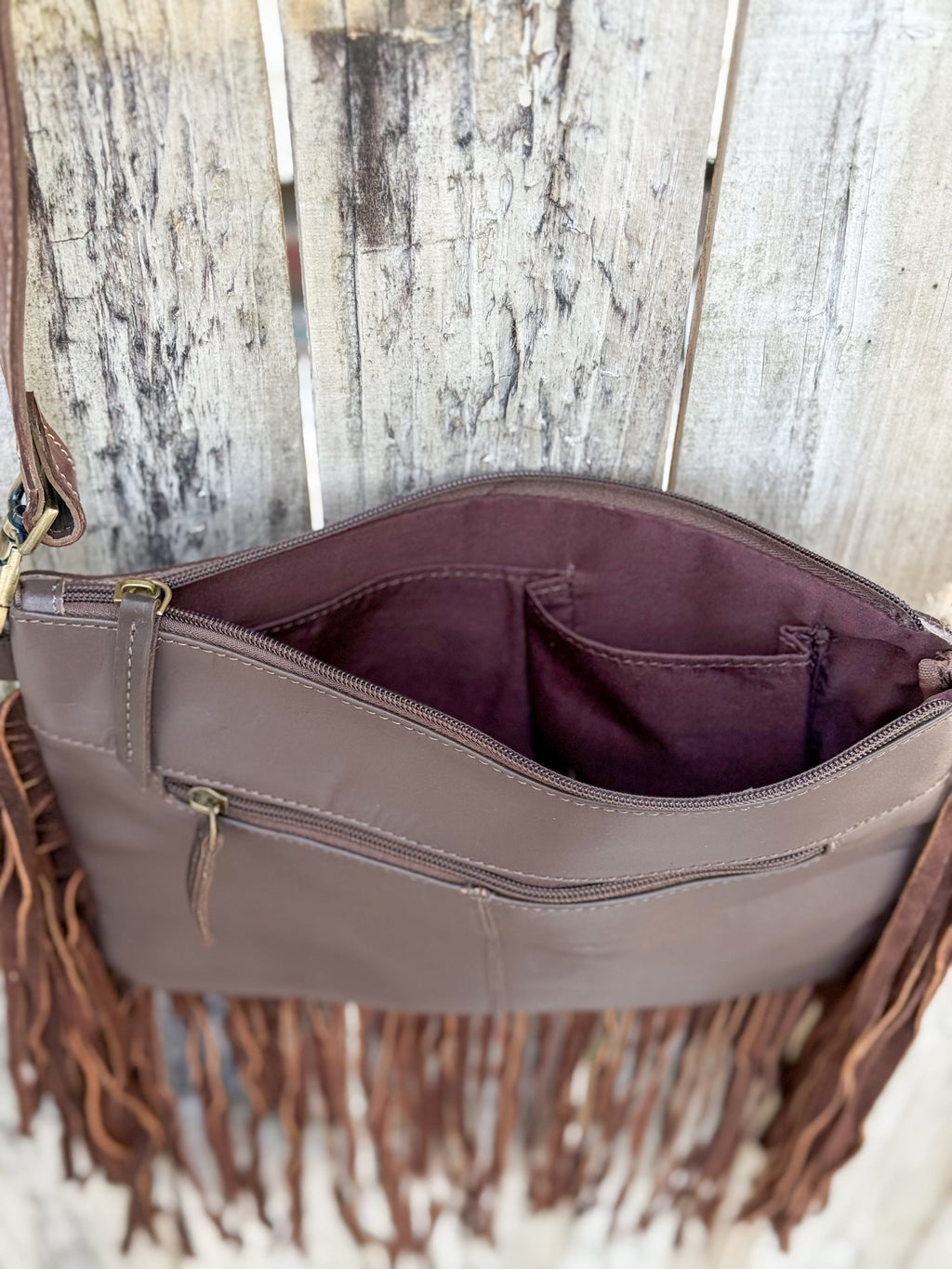 Southwestern Cowhide Fringe Crossbody Bag | Tooled Leather Western Purse