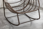 Outdoor Rattan Rocking Chair,Padded Cushion Rocker Recliner Chair Outdoor for Front Porch, Living Room, Patio, Garden, 
White