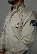 FR Western Style Pearl Snap - Khaki