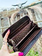 Cowhide Zip Wallet | Willow Lane Western Leather Wallet for Women
