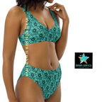 Baha Ranch Yeehaw Turquoise Floral Leather Print Bikini