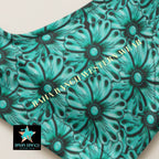Baha Ranch Yeehaw Turquoise Floral Leather Print Bikini Top
