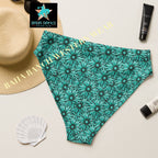 Baha Ranch Yeehaw Turquoise Floral Leather Print Bikini Bottom