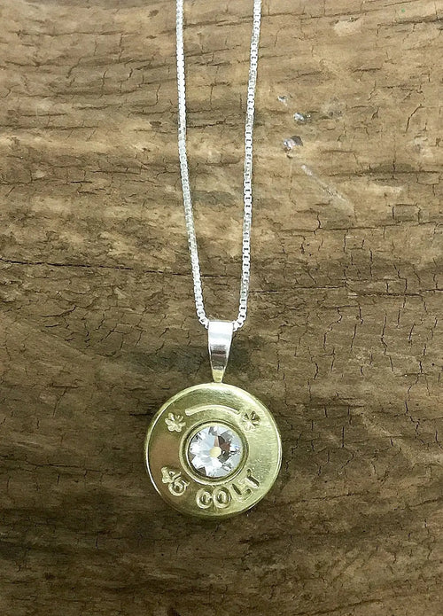45 Long Colt Starline Sterling Silver Bullet Head Necklace