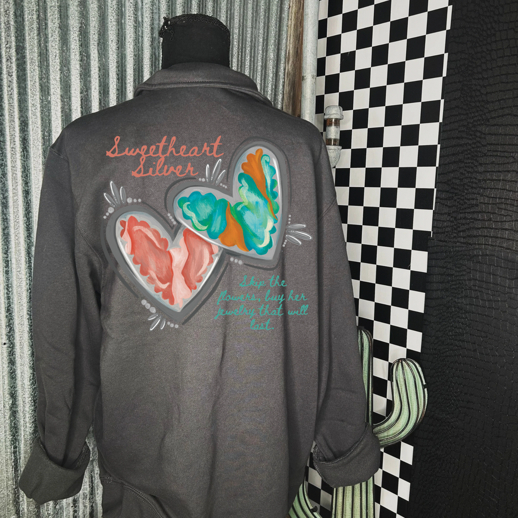 Silver hearts quarter Zip
