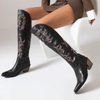 Western Allure High Heel Over the Knee Boots - Embellished Cowboy Style