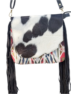 Saddle Up | Saddle Blanket Aztec Pattern and Cowhide Concealed Carry Purse with Fringe
