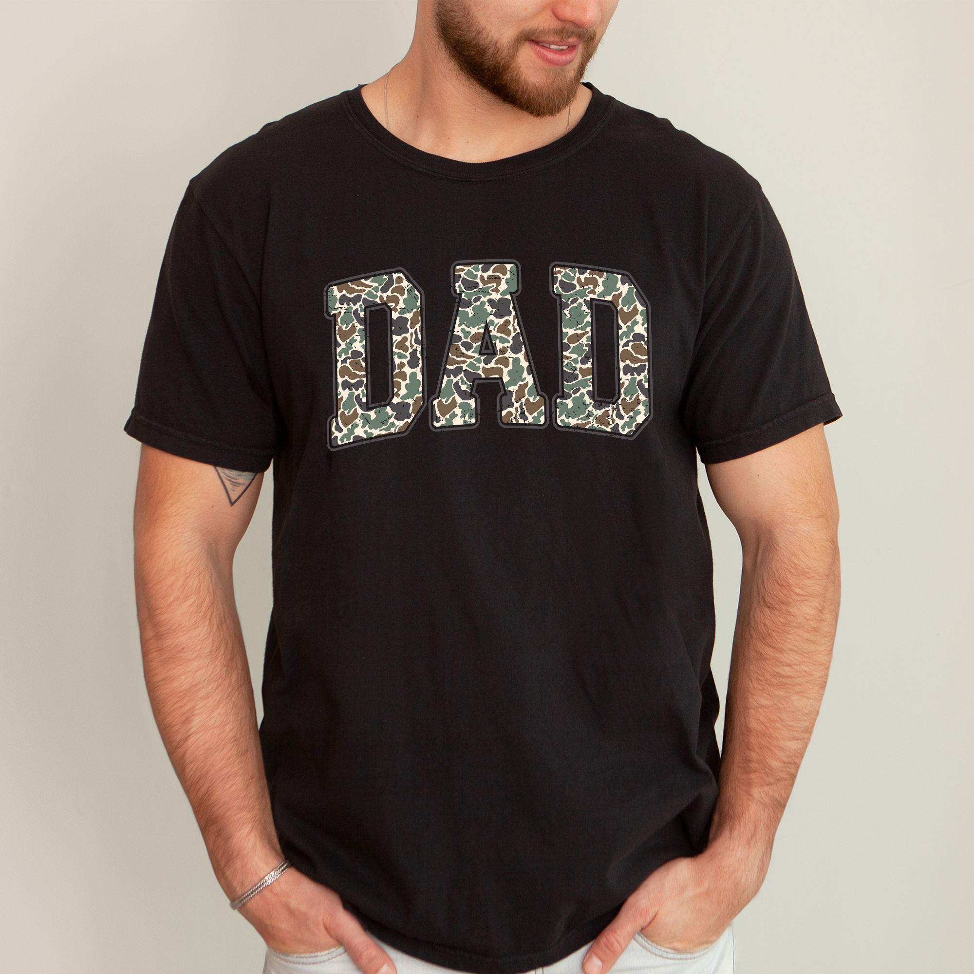 Dad, Camo, Classic, Camouflage, Father's Day, Boyfriend, Husband, Brother, Guy Gift, Old School, Comfort Colors T-Shirt