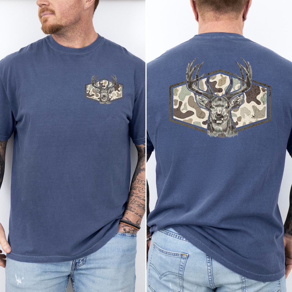 Deer Hunting, Camo, Camouflage, Dad, Father's Day, Husband, Guy Gift, Old School, Comfort Colors T-Shirt