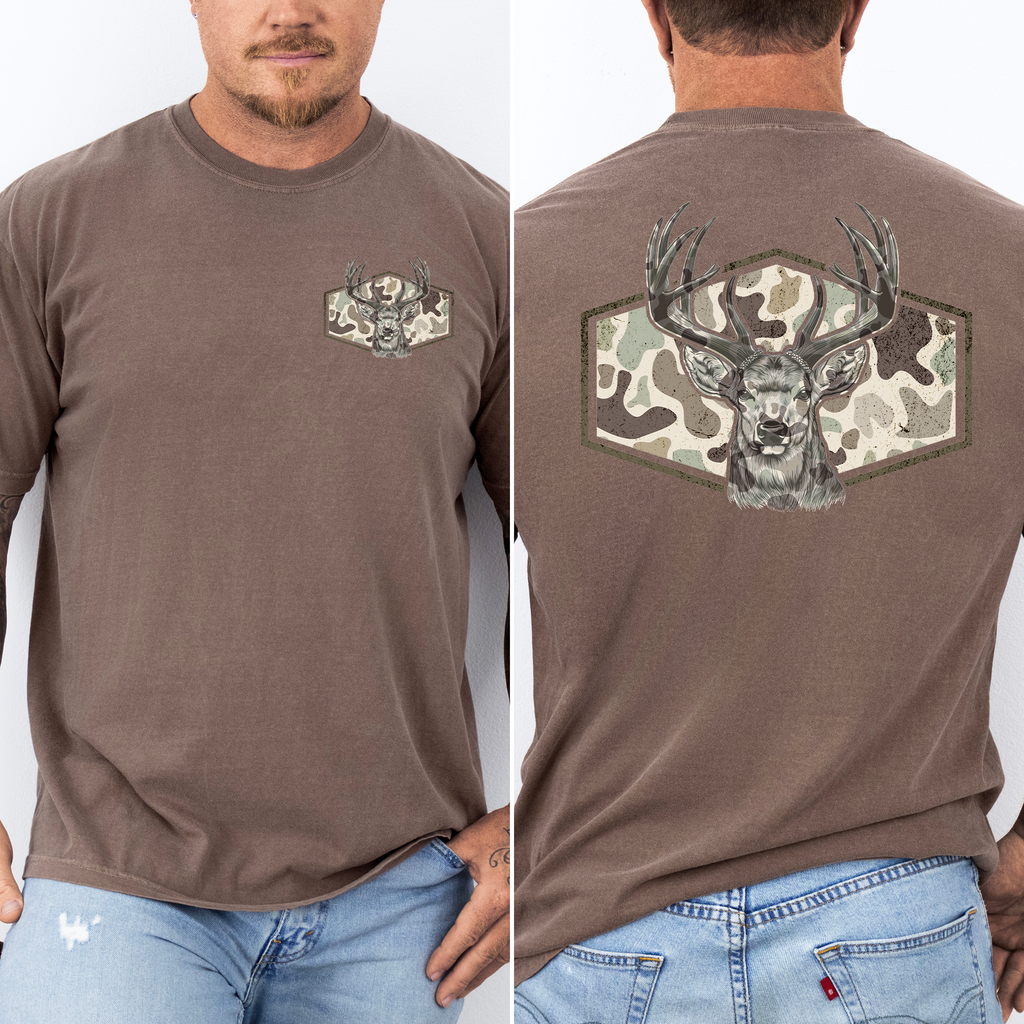 Deer Hunting, Camo, Camouflage, Dad, Father's Day, Husband, Guy Gift, Old School, Comfort Colors T-Shirt