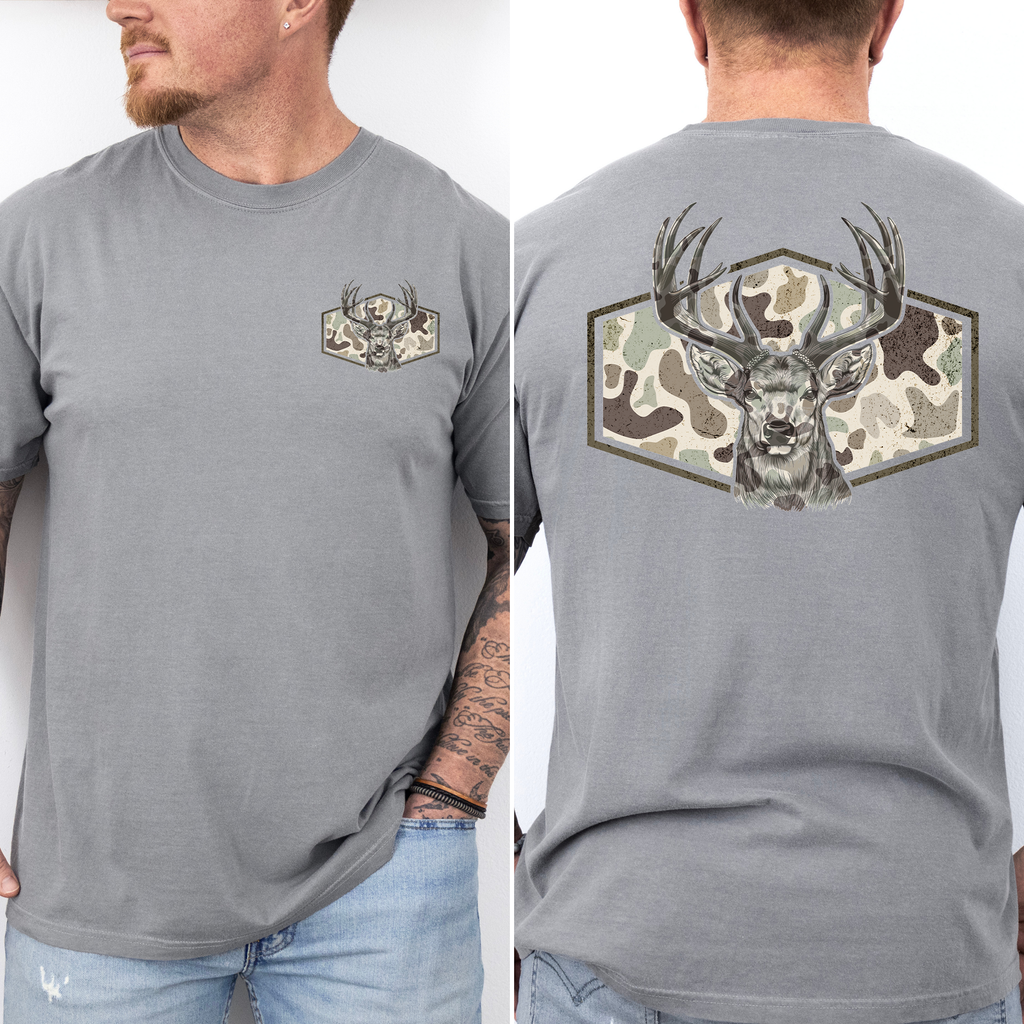 Deer Hunting, Camo, Camouflage, Dad, Father's Day, Husband, Guy Gift, Old School, Comfort Colors T-Shirt