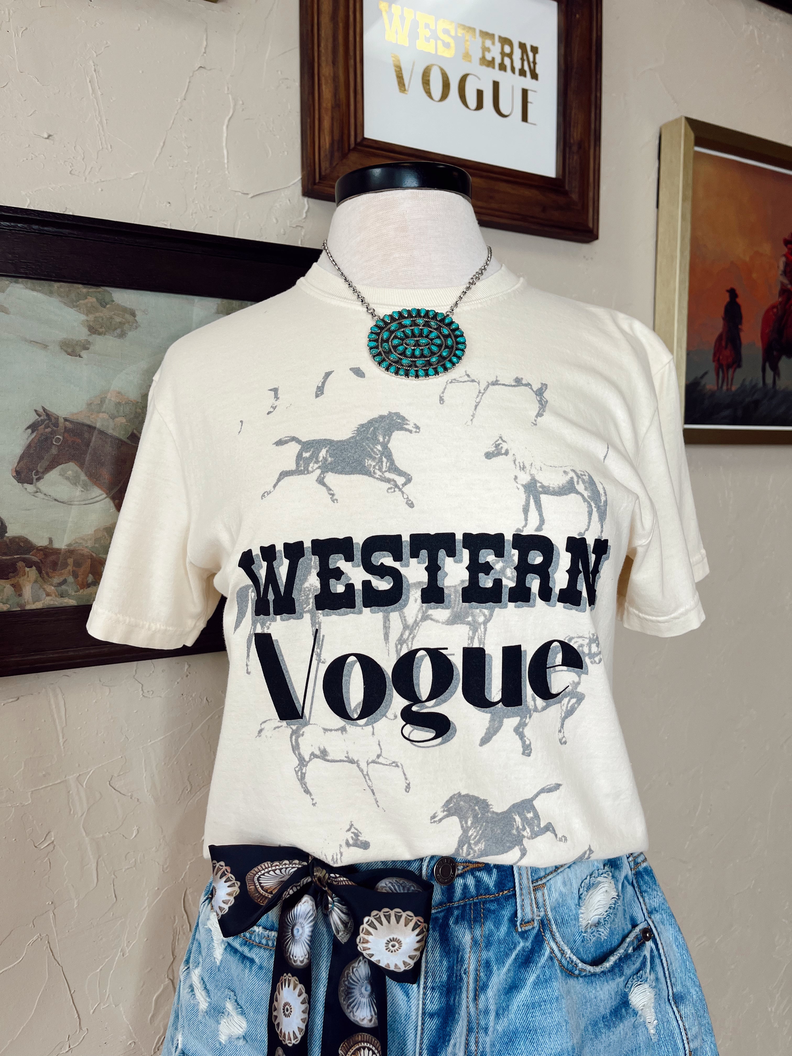 Wild Horses Western Vogue Cropped T-Shirt