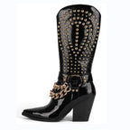 Knight Studded Cowboy Boots | Punk Rock Style with Rivets & Chains