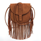 Dakota Tasseled Boho Leather Bag - Trendy Large Tassel Shoulder Bag