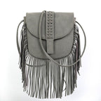 Dakota Tasseled Boho Leather Bag - Trendy Large Tassel Shoulder Bag