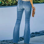 High Waist Designer Stretch Jeans – Trendy Flared Denim for Cowgirls